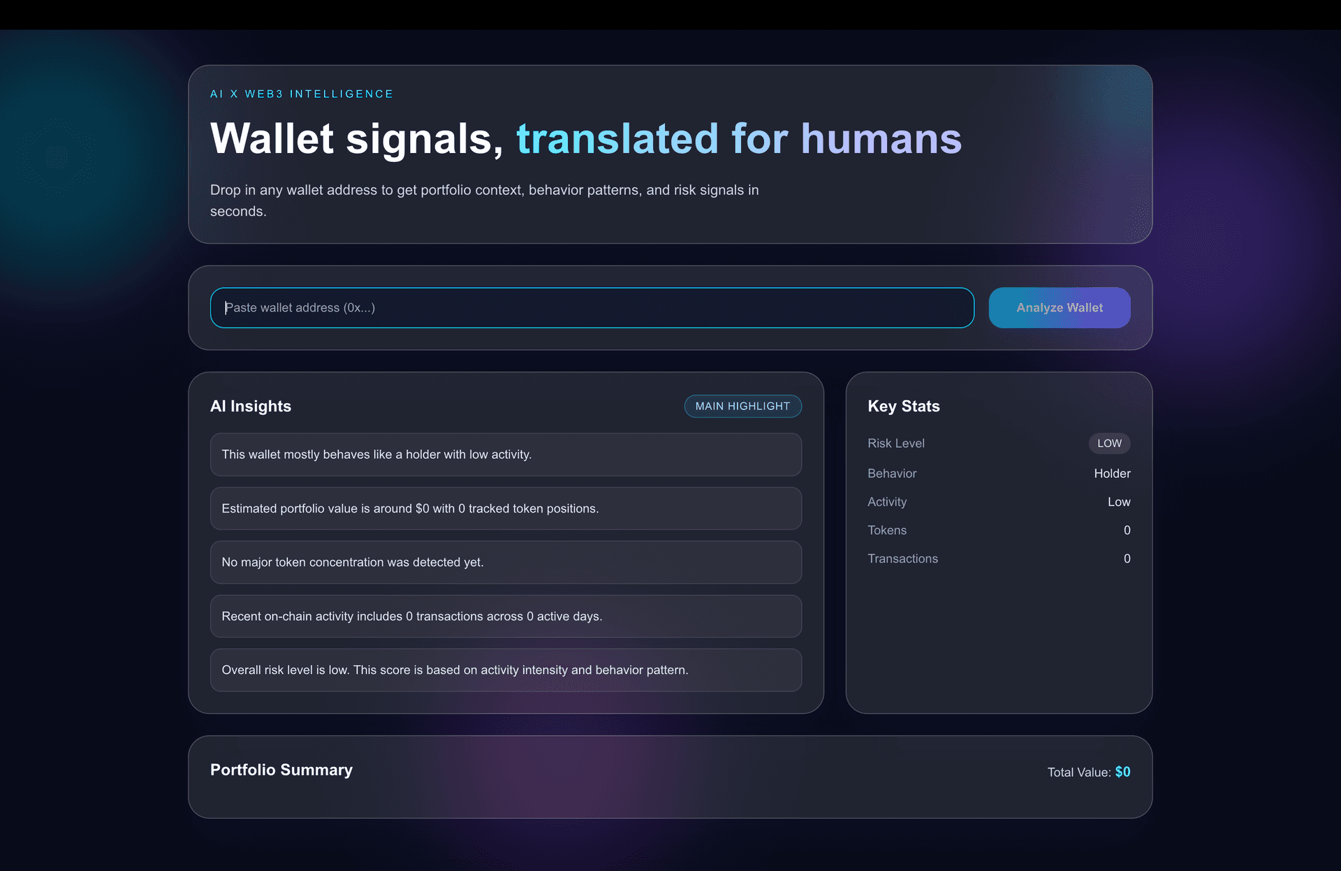 AI Web3 Wallet Assistant project screenshot