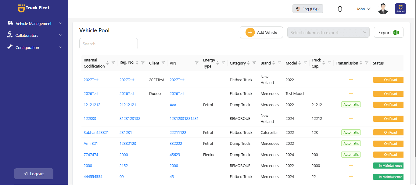 Truck Fleet Management System Admin Panel project screenshot