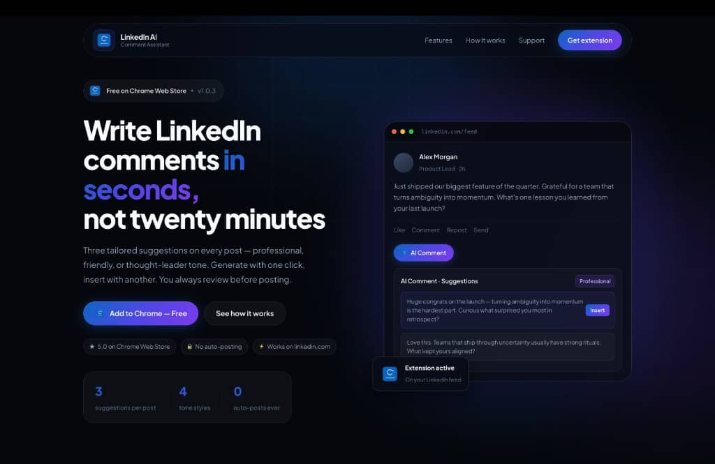LinkedIn AI Comment Assistant project screenshot
