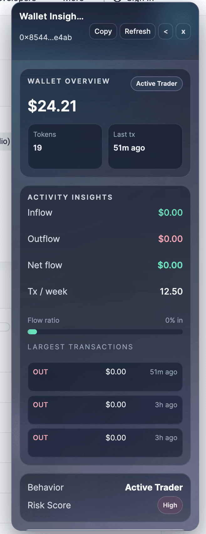 Wallet Insights for Etherscan project screenshot
