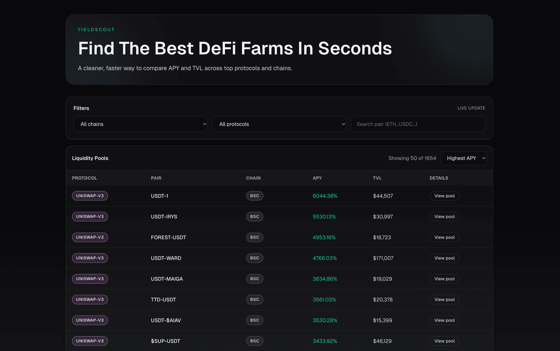 DeFi Yield Aggregator Dashboard project screenshot
