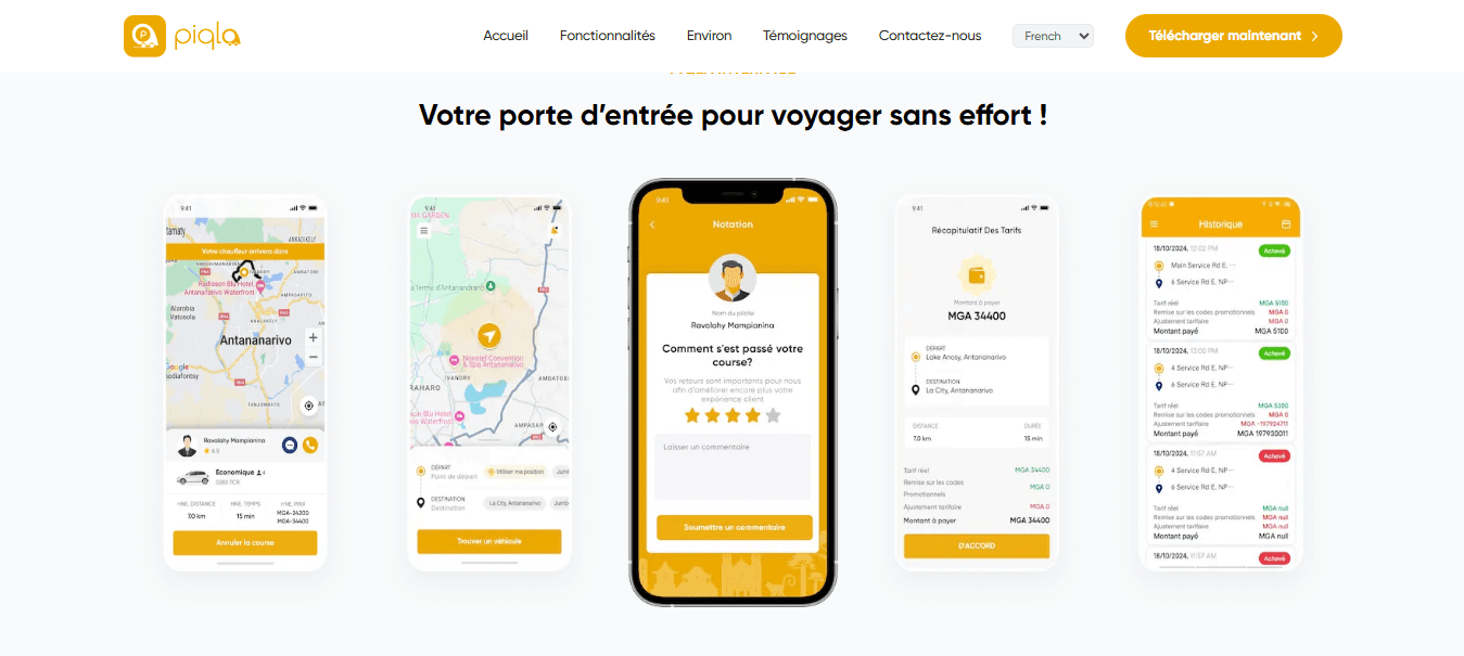 Piqla ride-hailing app website — screenshot 5