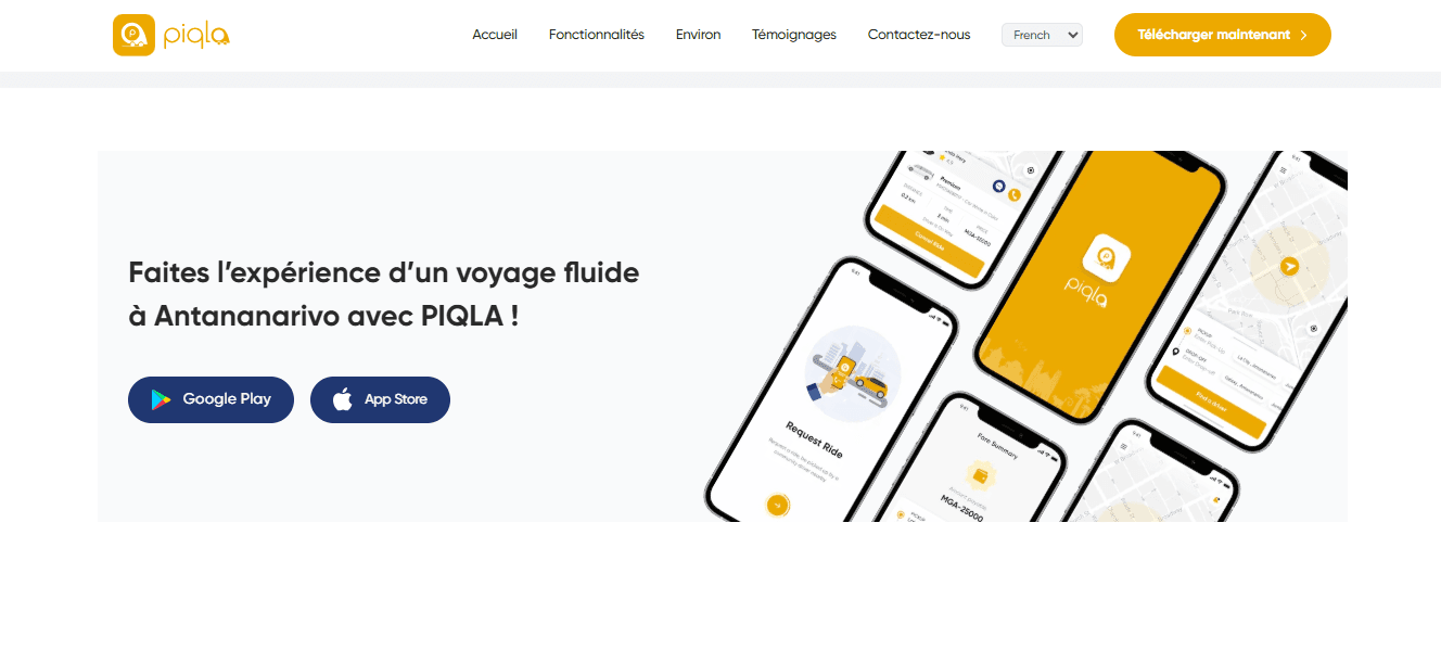 Piqla ride-hailing app website — screenshot 7