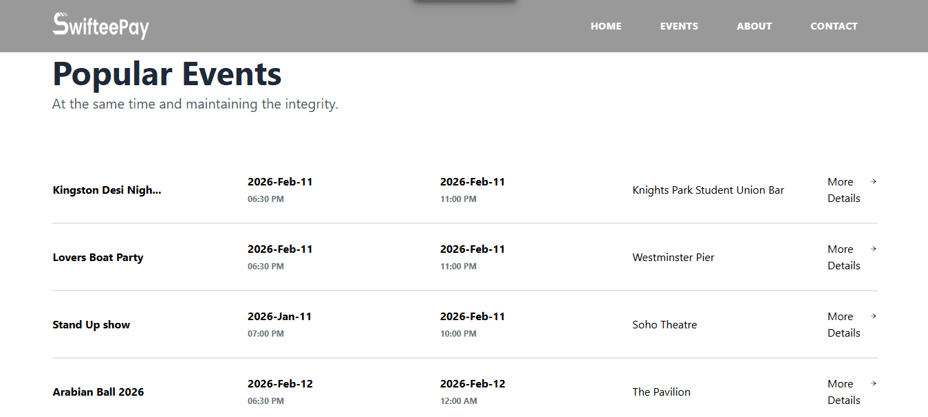 Events & Ticket Selling website — screenshot 3