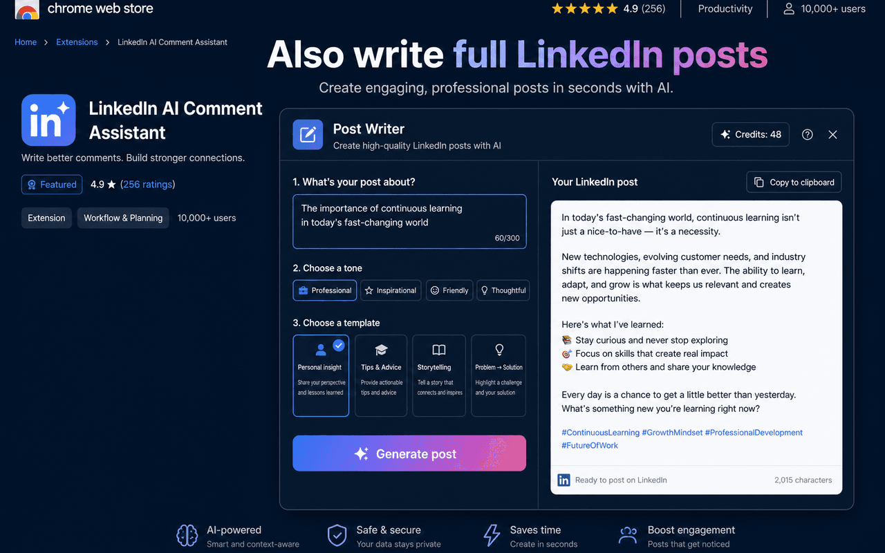 LinkedIn AI Comment Assistant — screenshot 8