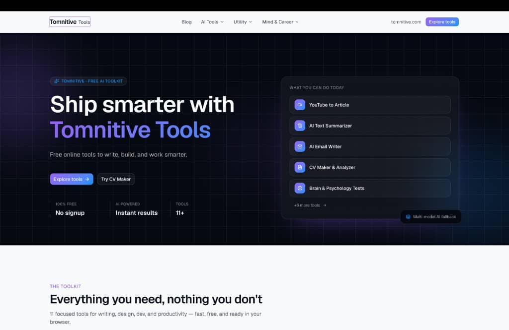 Tomnitive Tools project screenshot