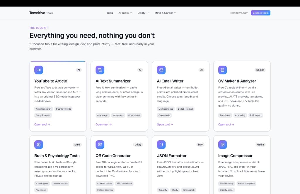 Tomnitive Tools — screenshot 2
