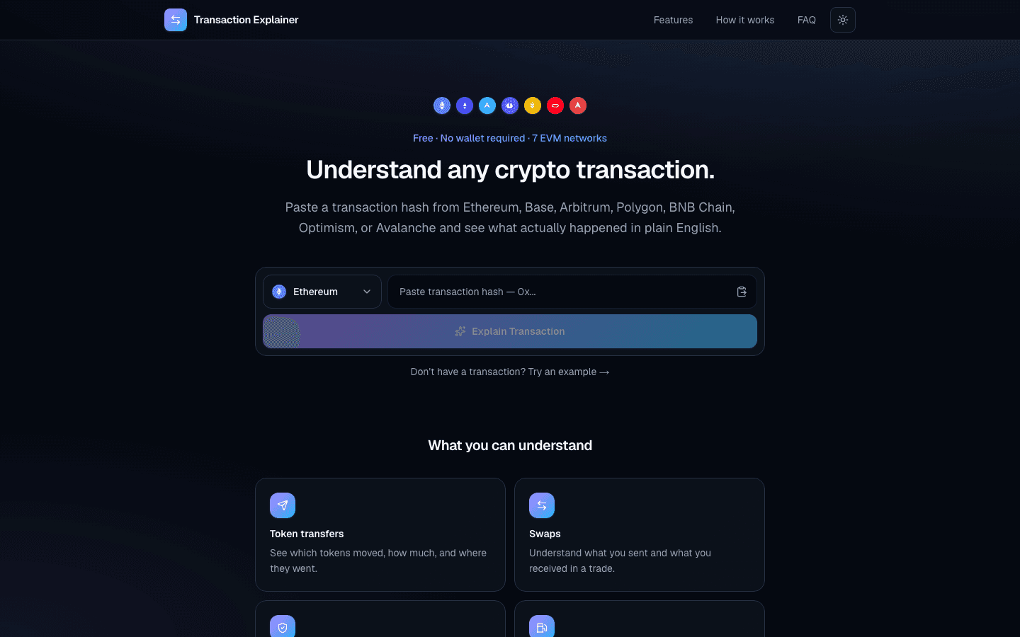 Transaction Explainer project screenshot