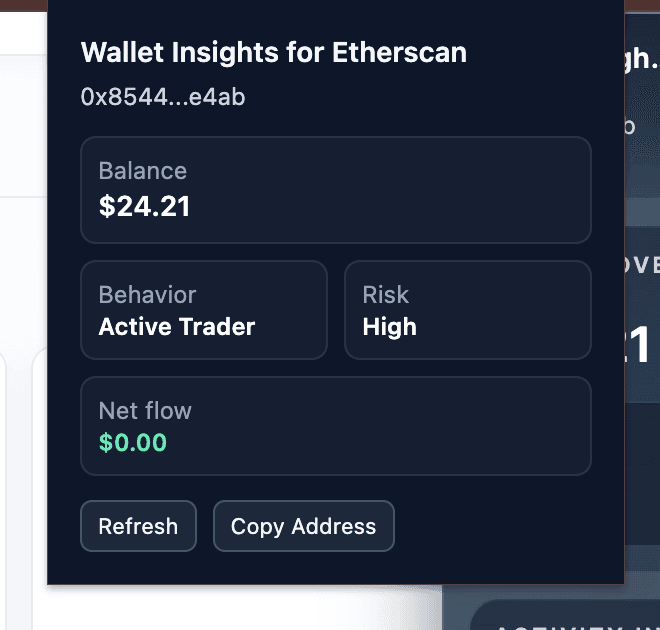 Wallet Insights for Etherscan — screenshot 2